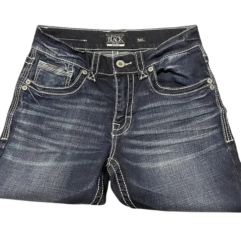 Buckle Black Jeans Mens 30W x 33L Blue Dark Wash Bootcut Stretch #Denim #Jeans - Picture 8 of 12